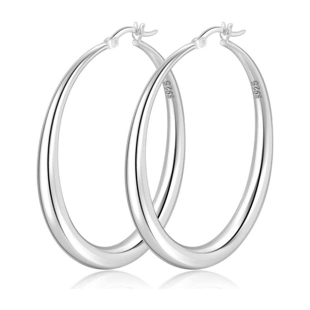 Sterling Silver Hoop Earrings Large Lightweight 50mm
